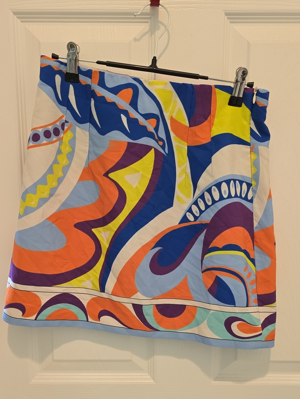 Zara Multicolor Abstract Print Mini Skirt - Blue, Orange, Yellow, Purple